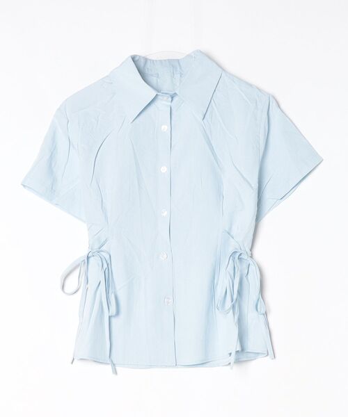 CeLess(セレス)の「Gathered Ribbon Cropped Shirt / ギャザーリボン付きクロップドシャツ(シャツ/ブラウス・レディース・ブルー/ライトブルー・FREE)」の18枚目の写真