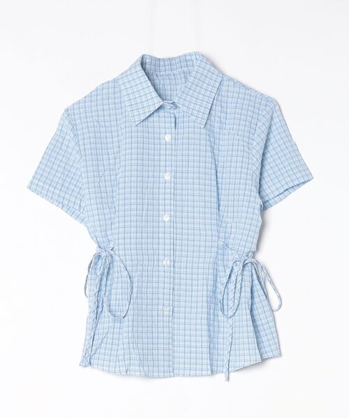 CeLess(セレス)の「Gathered Ribbon Cropped Shirt / ギャザーリボン付きクロップドシャツ(シャツ/ブラウス・レディース・ブルー/ライトブルー・FREE)」の20枚目の写真