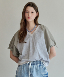 MAXZA（マージャコレクション）の「配色ストリングラグランVネックTシャツ（Tシャツ/カットソー）」