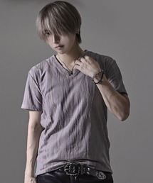 『CavariA/キャバリア』スクラッチジャガード半袖VネックTシャツ