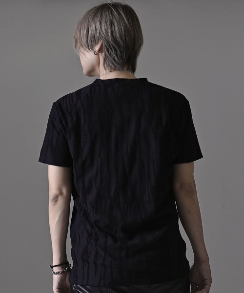 SILVER BULLET(シルバーバレット)の「『CavariA/キャバリア』スクラッチジャガード半袖VネックTシャツ(Tシャツ/カットソー・メンズ・グレー/ブラック/ホワイト・L/XL/M)」の9枚目の写真