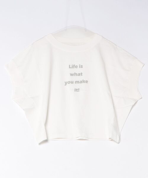 UNIVERVAL MUSE(ユニバーバル ミューズ)の「コット天竺_ショートドルマンロゴTシャツ(Tシャツ/カットソー・レディース・チャコールグレー/オフホワイト・2)」の10枚目の写真