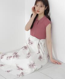 PROPORTION BODY DRESSING | 衿付き柄ドッキングニットワンピース / 1216240702(ワンピース)