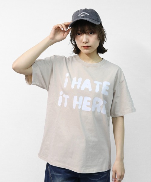 GARAGE MADE(ガレージメイド)の「レディースM~Lサイズ ユニセックス ピグメントプリント BIG Tシャツ I HATE IT HERE(Tシャツ/カットソー・レディース・ピンク/ブルー/ブラック/グリーン/アイボリー/グレー・S)」の20枚目の写真