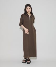 【日本製】ポロ襟ZIP付ワンピース