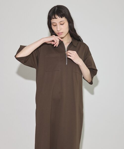 GARAGE OF GOOD CLOTHING(ガレージオブグッドクロージング)の「【日本製】ポロ襟ZIP付ワンピース(ワンピース・レディース・ブラック/ブラウン・FREE)」の10枚目の写真
