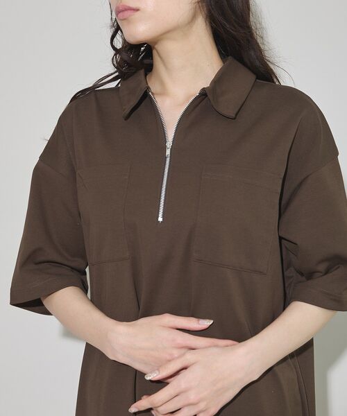 GARAGE OF GOOD CLOTHING(ガレージオブグッドクロージング)の「【日本製】ポロ襟ZIP付ワンピース(ワンピース・レディース・ブラック/ブラウン・FREE)」の8枚目の写真