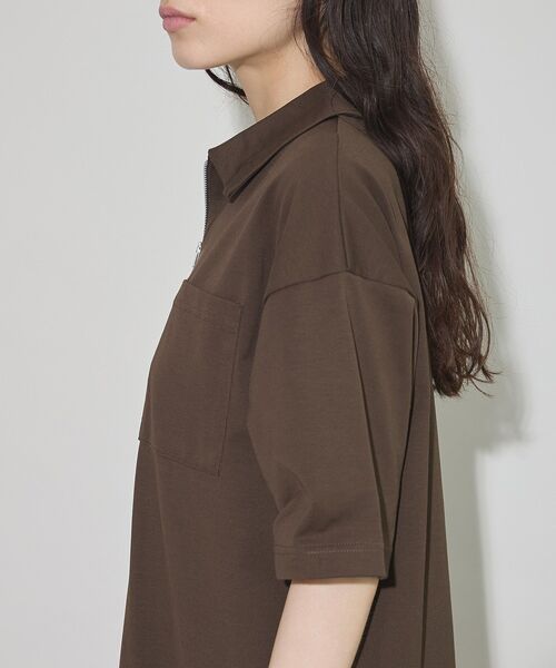 GARAGE OF GOOD CLOTHING(ガレージオブグッドクロージング)の「【日本製】ポロ襟ZIP付ワンピース(ワンピース・レディース・ブラック/ブラウン・FREE)」の7枚目の写真