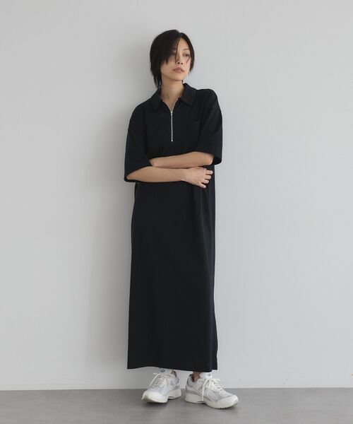 GARAGE OF GOOD CLOTHING(ガレージオブグッドクロージング)の「【日本製】ポロ襟ZIP付ワンピース(ワンピース・レディース・ブラック/ブラウン・FREE)」の5枚目の写真