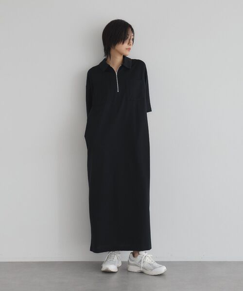 GARAGE OF GOOD CLOTHING(ガレージオブグッドクロージング)の「【日本製】ポロ襟ZIP付ワンピース(ワンピース・レディース・ブラック/ブラウン・FREE)」の3枚目の写真