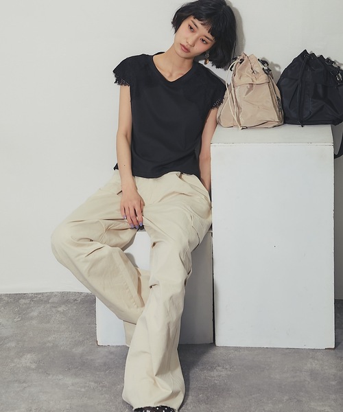ANOTHER S（アナザーエス）の「レースドッキングT（Tシャツ/カットソー・レディース・ブラック/ホワイト・FREE）」の11枚目の写真
