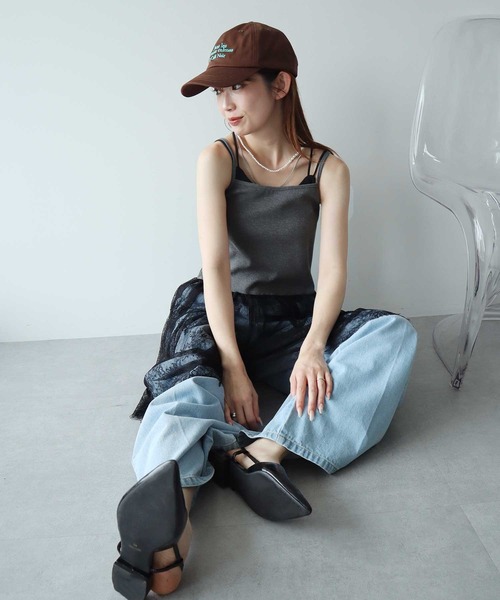 earth music&ecology(アースミュージックアンドエコロジー)の「チュールヘムキャミソール(キャミソール・レディース・ダークグレー/ブラック/オフホワイト・FREE)」の18枚目の写真