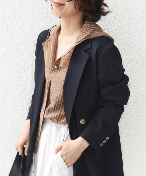 SHIPS(シップス)の「【WEB限定】〈手洗い可能〉シアー ストライプ フード 羽織り シャツ(シャツ/ブラウス・レディース・ホワイト/ブラック/ベージュ・ONE SIZE)」の22枚目の写真