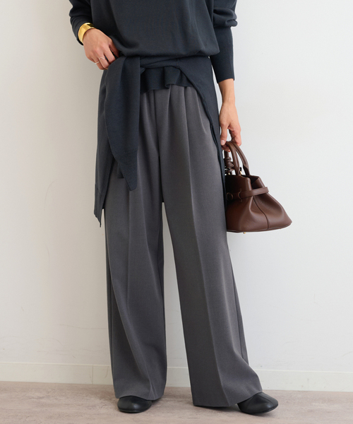 JOURNAL STANDARD relume(ジャーナルスタンダード レリューム)の「《WEB限定追加》スムースフレアタックパンツ(スラックス・レディース・ネイビー/チャコールグレー/ブラック・38/36)」の3枚目の写真