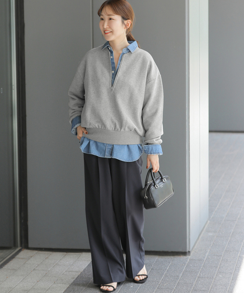 JOURNAL STANDARD relume(ジャーナルスタンダード レリューム)の「《WEB限定追加》スムースフレアタックパンツ(スラックス・レディース・ネイビー/チャコールグレー/ブラック・38/36)」の8枚目の写真