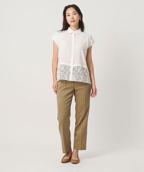 A DAY IN THE LIFE UNITED ARROWS（アデイインザライフユナイテッドアローズ）の「レースレイヤード フレンチスリーブシャツ ＜A DAY IN THE LIFE＞（シャツ/ブラウス・レディース・ホワイト/ブラック/ライトブルー・FREE）」の7枚目の写真