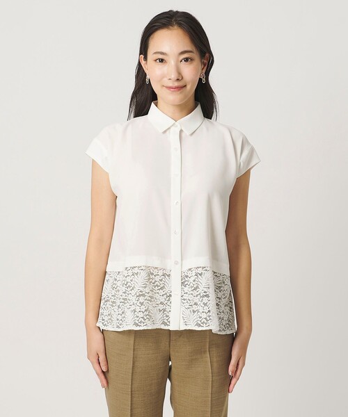 A DAY IN THE LIFE UNITED ARROWS（アデイインザライフユナイテッドアローズ）の「レースレイヤード フレンチスリーブシャツ ＜A DAY IN THE LIFE＞（シャツ/ブラウス・レディース・ホワイト/ブラック/ライトブルー・FREE）」の8枚目の写真
