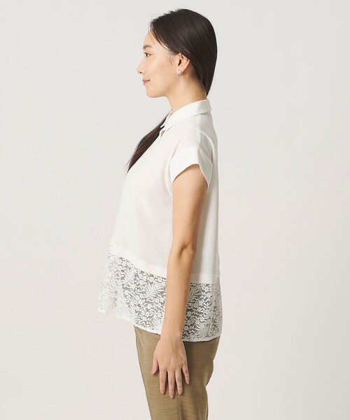 A DAY IN THE LIFE UNITED ARROWS（アデイインザライフユナイテッドアローズ）の「レースレイヤード フレンチスリーブシャツ ＜A DAY IN THE LIFE＞（シャツ/ブラウス・レディース・ホワイト/ブラック/ライトブルー・FREE）」の9枚目の写真