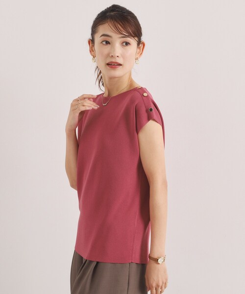 ITS'DEMO(イッツデモ)の「【冷感・WEB限定カラー】ボタン付きフレンチスリーブニット(ニット/セーター・レディース・ブルーグリーン/ブルー/ピンク系/ピンク系その他/ブラック/オフホワイト/ブラウン系その他・00)」の21枚目の写真
