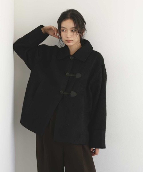 hellam(へラム)の「シャギーダッフルオーバーコート(テーラードジャケット・レディース・アイボリー/ブラウン/ブラック/ネイビー・FREE)」の2枚目の写真