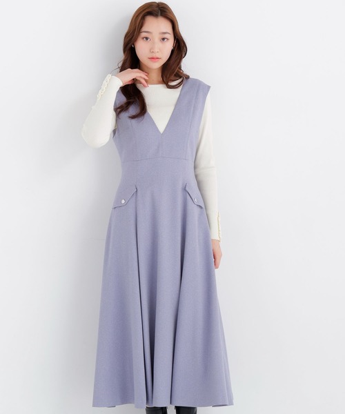 NATURAL BEAUTY BASIC（ナチュラルビューティーベーシック）の「メタルポイントフレアジャンスカ（ワンピース・レディース・ブラウン/ブルー/チャコールグレー・X-SMALL/SMALL/MEDIUM）」の3枚目の写真