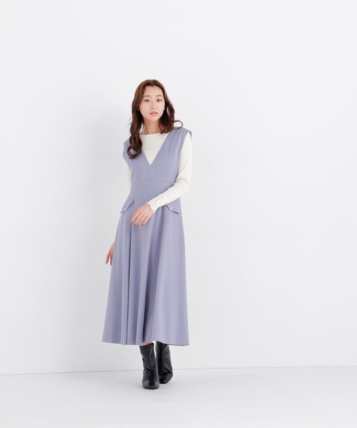 NATURAL BEAUTY BASIC（ナチュラルビューティーベーシック）の「メタルポイントフレアジャンスカ（ワンピース・レディース・ブラウン/ブルー/チャコールグレー・X-SMALL/SMALL/MEDIUM）」の12枚目の写真