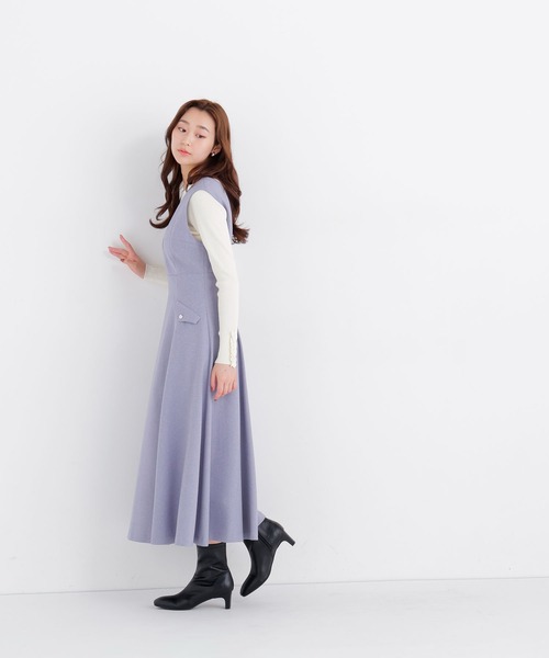 NATURAL BEAUTY BASIC（ナチュラルビューティーベーシック）の「メタルポイントフレアジャンスカ（ワンピース・レディース・ブラウン/ブルー/チャコールグレー・X-SMALL/SMALL/MEDIUM）」の14枚目の写真