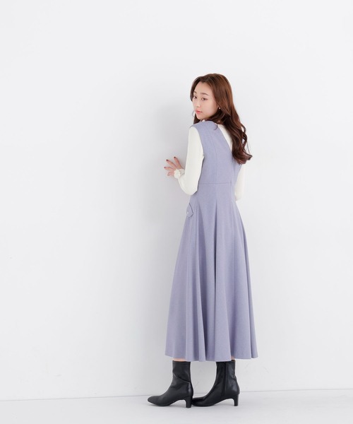 NATURAL BEAUTY BASIC（ナチュラルビューティーベーシック）の「メタルポイントフレアジャンスカ（ワンピース・レディース・ブラウン/ブルー/チャコールグレー・X-SMALL/SMALL/MEDIUM）」の8枚目の写真