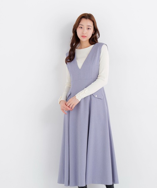 NATURAL BEAUTY BASIC（ナチュラルビューティーベーシック）の「メタルポイントフレアジャンスカ（ワンピース・レディース・ブラウン/ブルー/チャコールグレー・X-SMALL/SMALL/MEDIUM）」の4枚目の写真