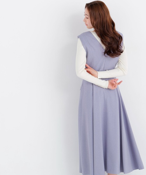 NATURAL BEAUTY BASIC（ナチュラルビューティーベーシック）の「メタルポイントフレアジャンスカ（ワンピース・レディース・ブラウン/ブルー/チャコールグレー・X-SMALL/SMALL/MEDIUM）」の6枚目の写真