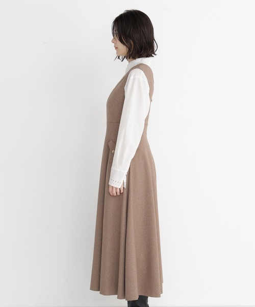 NATURAL BEAUTY BASIC（ナチュラルビューティーベーシック）の「メタルポイントフレアジャンスカ（ワンピース・レディース・ブラウン/ブルー/チャコールグレー・X-SMALL/SMALL/MEDIUM）」の15枚目の写真