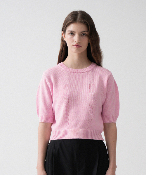 VLETI（ブレッティ）の「Cotton Balloon Half Knit (Pink)（ニット/セーター・レディース・ピンク・FREE）」の2枚目の写真