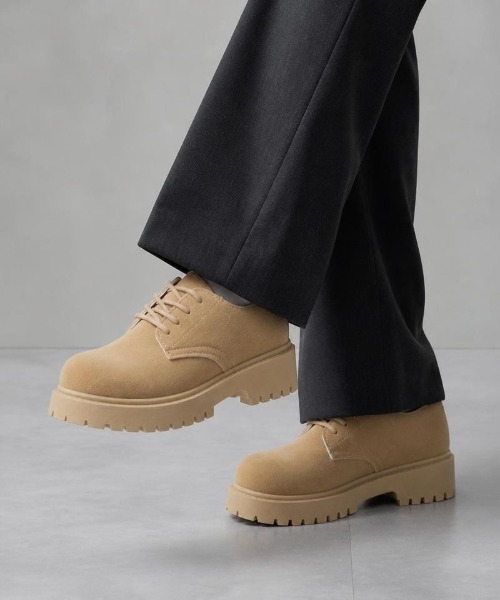 Burner(バーナー)の「【Cr+ov(クローヴ)】スエード調 厚底ダービーシューズ cro-boots-8-34【RBTS】(ブーツ・メンズ・ベージュ/ブラック系その他/ブラック・LARGE/MEDIUM/SMALL)」の6枚目の写真