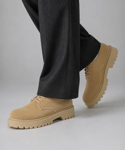 Burner(バーナー)の「【Cr+ov(クローヴ)】スエード調 厚底ダービーシューズ cro-boots-8-34【RBTS】(ブーツ・メンズ・ベージュ/ブラック系その他/ブラック・LARGE/MEDIUM/SMALL)」の7枚目の写真