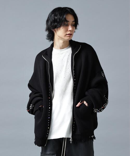 DANKE SCHON(ダンケシェーン)の「DankeSchon/ダンケシェーン/COTTON WJQ STUDS DRIVERS(ニット/セーター・メンズ・ブラック/グレー・M/L)」の1枚目の写真