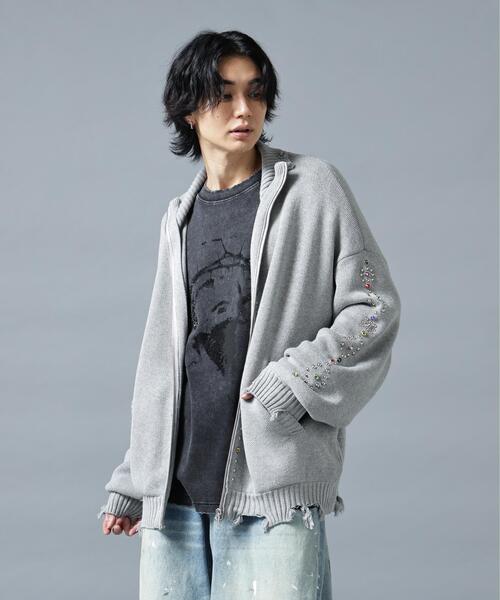 DANKE SCHON(ダンケシェーン)の「DankeSchon/ダンケシェーン/COTTON WJQ STUDS DRIVERS(ニット/セーター・メンズ・ブラック/グレー・M/L)」の4枚目の写真