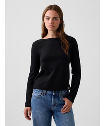 クロップド ボートネックTシャツ