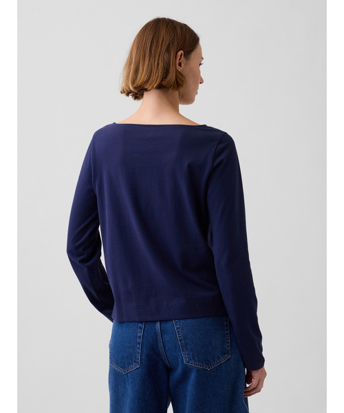 GAP(ギャップ)の「クロップド ボートネックTシャツ(Tシャツ/カットソー・レディース・ホワイト/ネイビー/ブラック・XS/S/M/L/XL/XXS)」の7枚目の写真