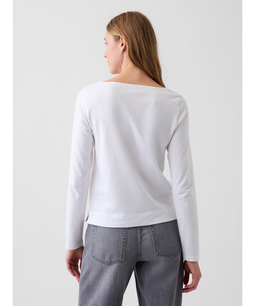 GAP(ギャップ)の「クロップド ボートネックTシャツ(Tシャツ/カットソー・レディース・ホワイト/ネイビー/ブラック・XS/S/M/L/XL/XXS)」の9枚目の写真