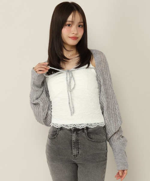 Heather(ヘザー)の「ケーブルボレロラメカーディガン 1063917(カーディガン/ボレロ・レディース・グレー/ピンク/アイボリー・FREE)」の20枚目の写真