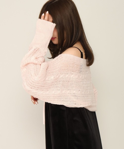 Heather(ヘザー)の「ケーブルボレロラメカーディガン 1063917(カーディガン/ボレロ・レディース・グレー/ピンク/アイボリー・FREE)」の7枚目の写真