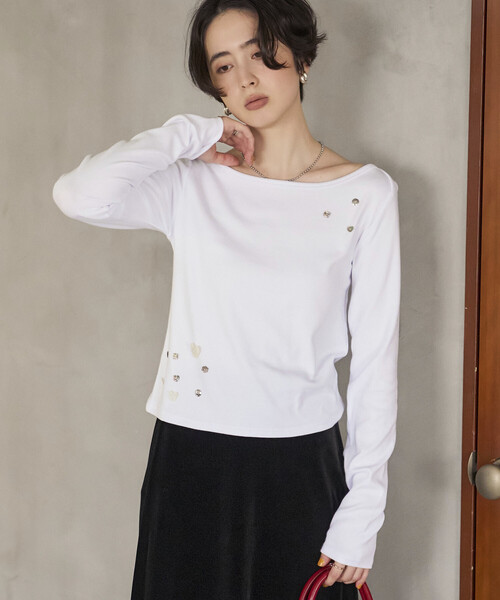 Firsthand(ファーストハンド)の「Firsthand/ファーストハンド メニーボタン コットンモダール ロングスリーブ カットソー【限定展開】(Tシャツ/カットソー・レディース・ホワイト/サックスブルー/ブラック・フリ-)」の4枚目の写真
