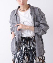 パウダーシルクデニムブラウス