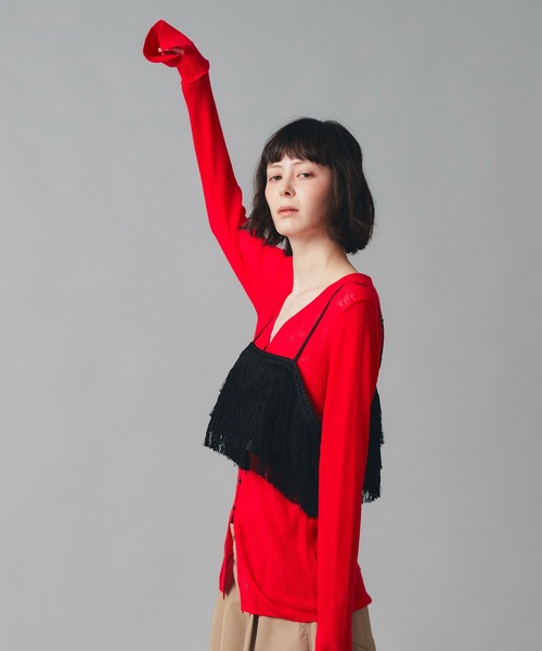 AT THE TRNK（アットザトランク）の「フリンジ ティアード キャミ AT THE TRNK（キャミソール・レディース・ホワイト/ブラック・フリー）」の5枚目の写真