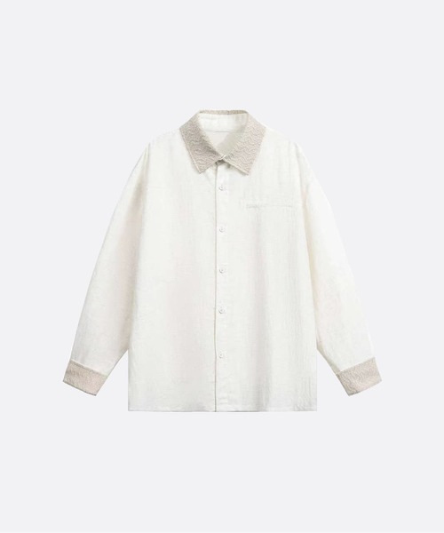U:UME(ユーム)の「Jacquard Collar Patchwork Shirt(シャツ/ブラウス・メンズ・ブラック/ホワイト・MEDIUM/LARGE/XX-LARGE/X-LARGE)」の1枚目の写真