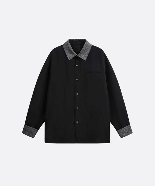 U:UME(ユーム)の「Jacquard Collar Patchwork Shirt(シャツ/ブラウス・メンズ・ブラック/ホワイト・MEDIUM/LARGE/XX-LARGE/X-LARGE)」の2枚目の写真