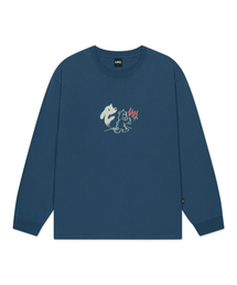 SKETCH BEAR LONG SLV TEE vintage blue