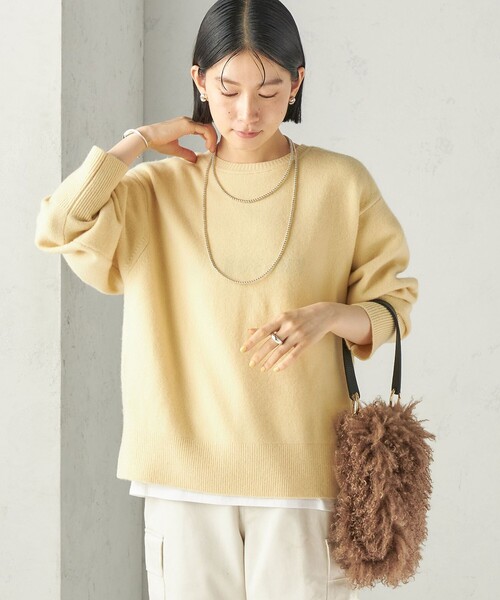 SHIPS(シップス)の「〈手洗い可能〉ウール カシミヤ 2WAY ヘンリーネック プルオーバー(ニット/セーター・レディース・ライトブルー/ネイビー/ブラウン/オフホワイト/グレー/クリーム・ONE SIZE)」の9枚目の写真