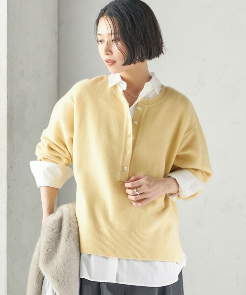 SHIPS(シップス)の「〈手洗い可能〉ウール カシミヤ 2WAY ヘンリーネック プルオーバー(ニット/セーター・レディース・ライトブルー/ネイビー/ブラウン/オフホワイト/グレー/クリーム・ONE SIZE)」の15枚目の写真