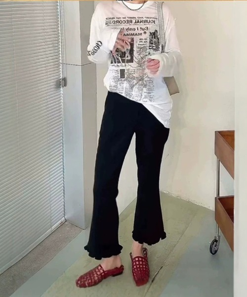 shyam inspiration(シャムインスピレーション)の「イージーフィット裾フリルカプリパンツ(その他パンツ・レディース・ブラック・M/L)」の11枚目の写真